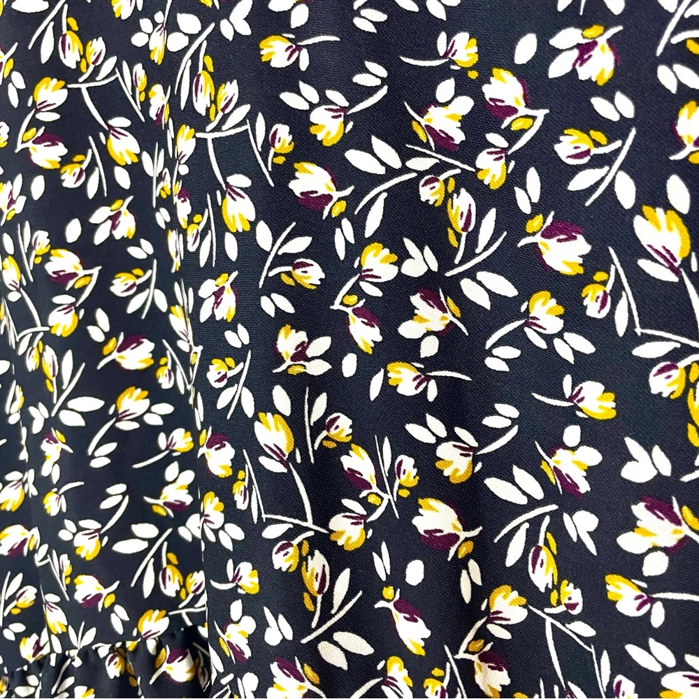 Zara Floral Babydoll Flowy Long Sleeve Mini Dress Black Women's Size Medium Boho - Picture 11 of 15